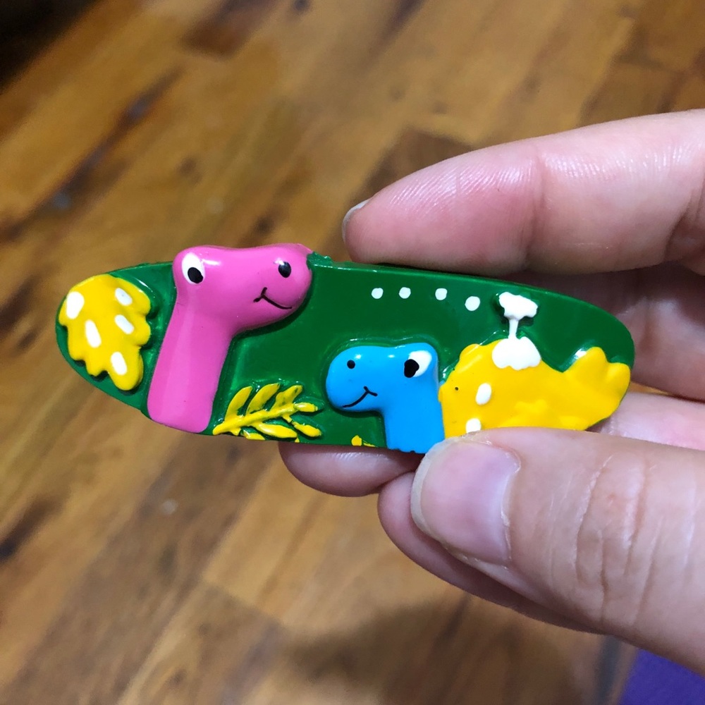 Dinosaur volcano hair clip